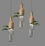 Modern LED plant wood glass Bottle Pendant Light