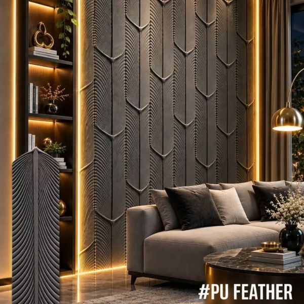 Charcoal Feather 3D Wall Panels