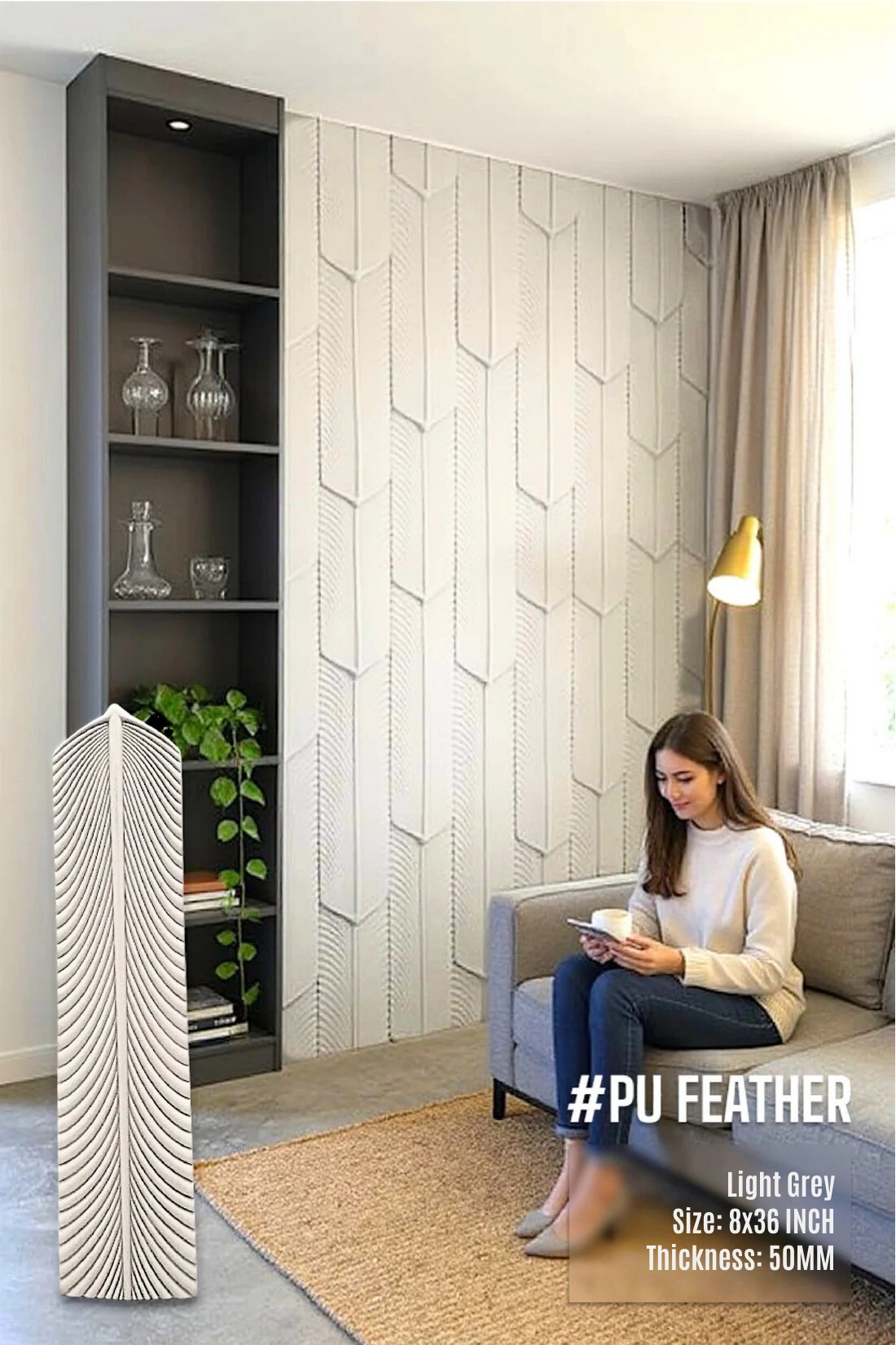 #PU Feather (Golden Beige) (4)