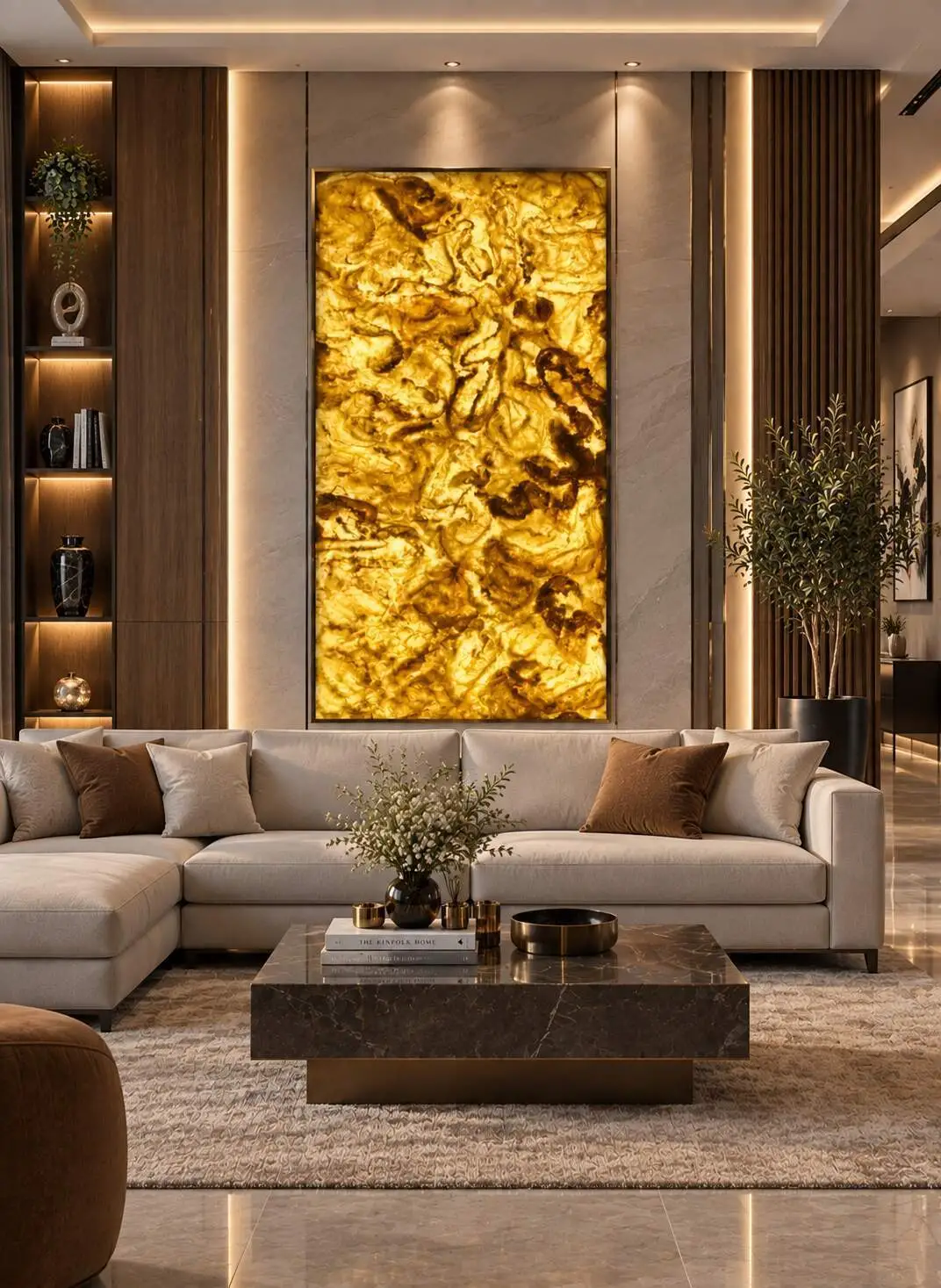 Natural Onyx Backlit Panel with unique veining