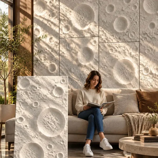 PU Moon Space Stone Wall Panel White