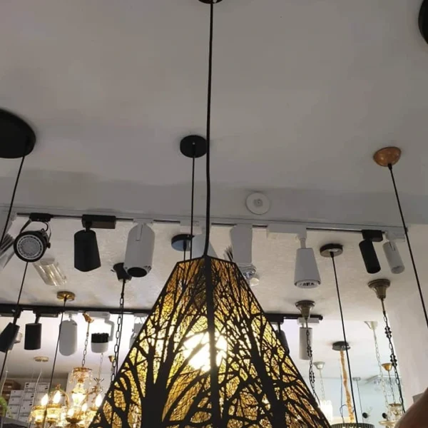 Modern Wrought Iron Pendant Light – Carved Openwork Chandelier